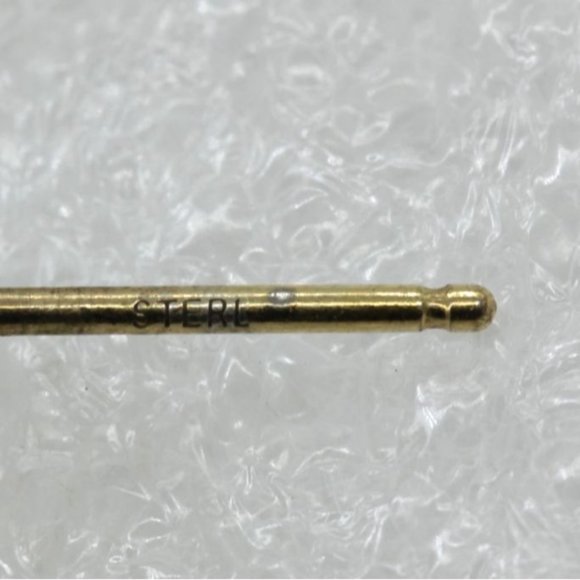 925 STERLING Southwest minimalist tigers eye gold filled EARRINGS vintage 9mm - Picture 5 of 8